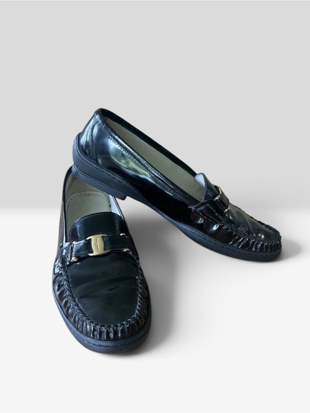 SALVATORE FERRAGAMO SPORT SLIP ON PATENT LOAFER SHOES SIZE 8.5